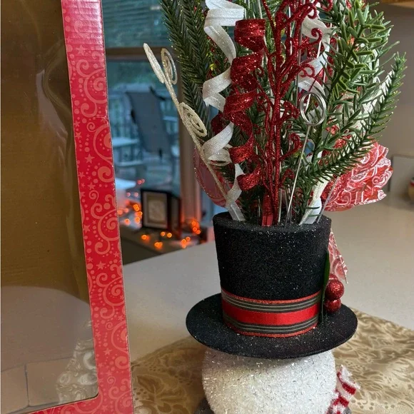 Festive Snowman Holiday Arrangement with Red and Green Accents Card Photo Holder - Picture 3 of 9